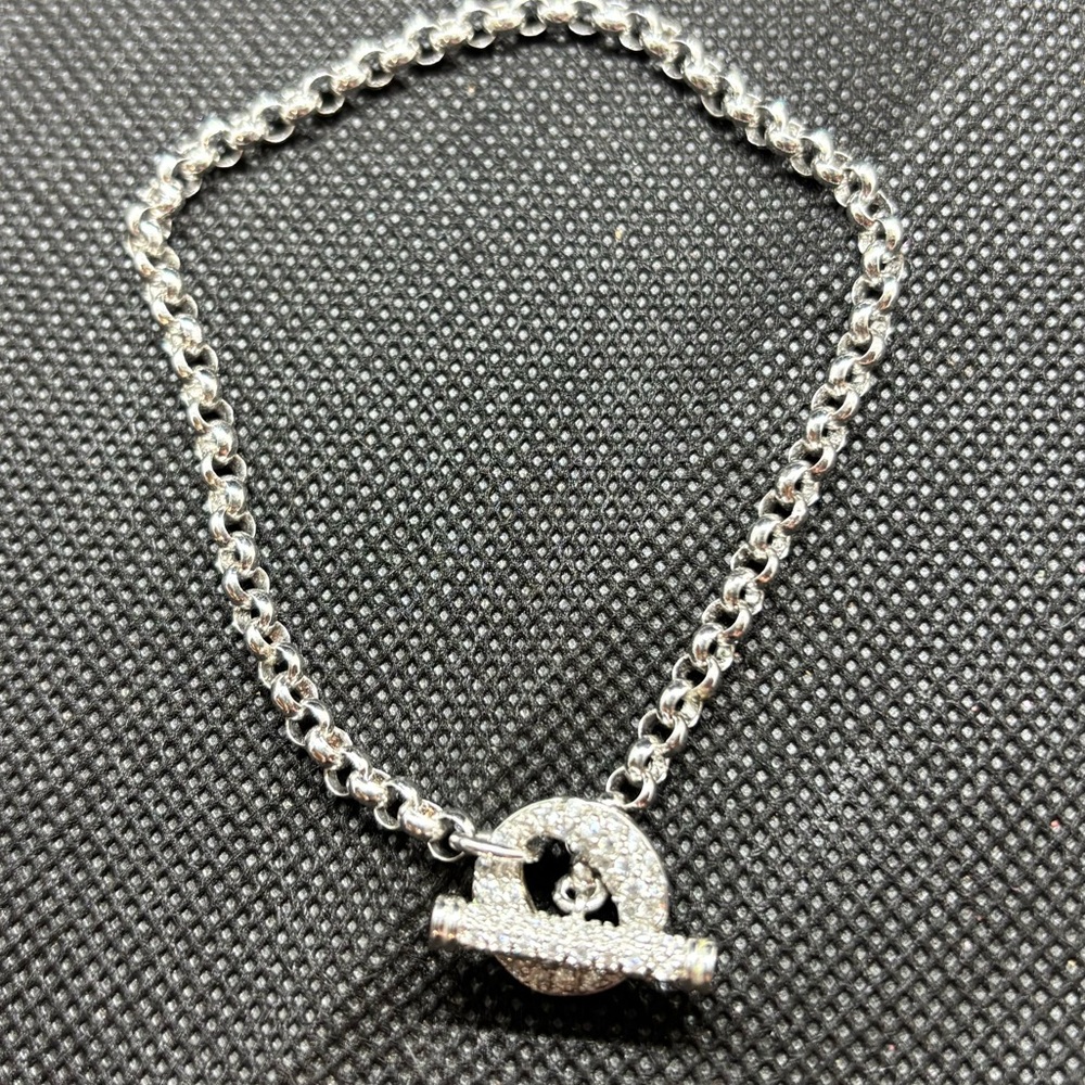 Silver Bracelet with Crystal Toggle clasp